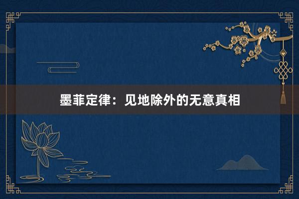 墨菲定律：见地除外的无意真相