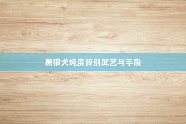 黑狼犬纯度辞别武艺与手段